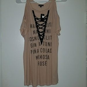 Express Lace Cold Shoulder Drink Shirt Large
